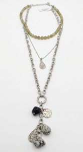 Silver Colored Layered Charm Necklace