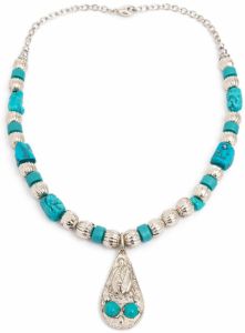 Turquoise and Silver Beaded Necklace