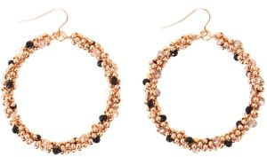 Womens Gold Chunky Bead Hoop Earrings