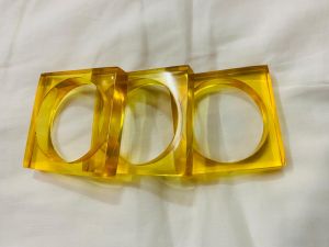 Yellow Lucite Resin Bangle Set