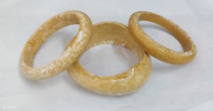 Yellow White Marbled Resin Bangles