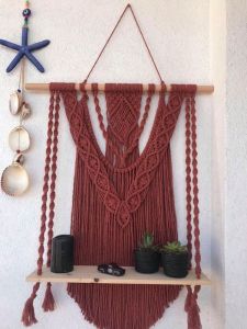 Boho Macrame Hanging Wall Shelf