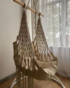 White Cotton Macrame Hammock Swing Chair