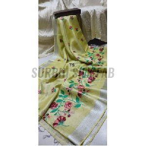 Handwork Tissue Linen Saree