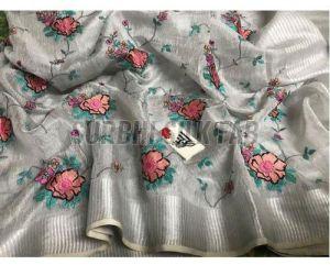 Fancy Tissue Linen Saree