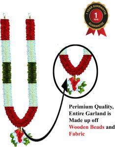 Red, White, Greenplastic Wooden Beads Garland