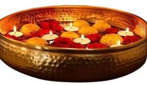 Round Golden Brass Urli Bowl