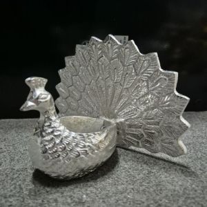 Silver Plated Peacock Tea Light Holder