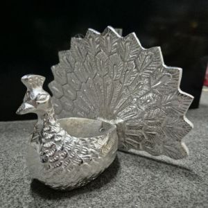 Silver Plated Peacock Tea Light Holder
