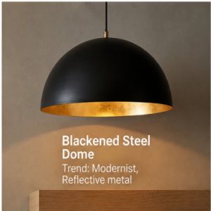 Blackened Steel Dome Pendant Light