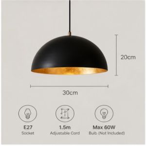 Blackened Steel Dome Pendant Light