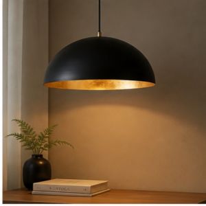 Blackened Steel Dome Pendant Light