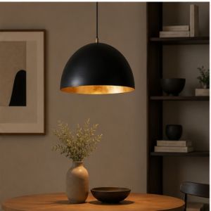 Blackened Steel Dome Pendant Light
