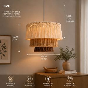 boho luxe macrame tassel pendant lamp
