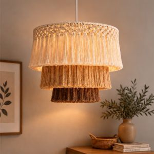 boho luxe macrame tassel pendant lamp