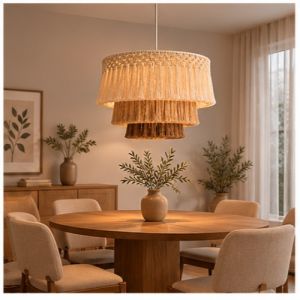 boho luxe macrame tassel pendant lamp