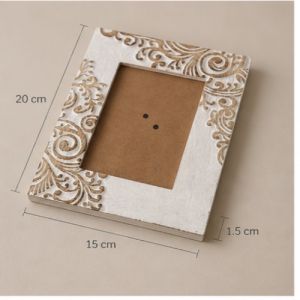 Hand-Carved Floral Wooden Photo Frame