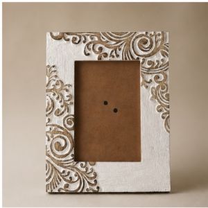 Hand-Carved Floral Wooden Photo Frame
