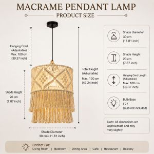 Handcrafted Boho Macrame Pendant Lamp