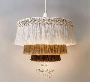 Handcrafted Triple Layer Macrame Pendant Lamp