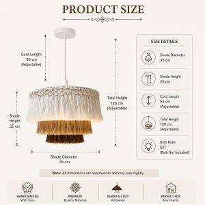 Handcrafted Triple Layer Macrame Pendant Lamp
