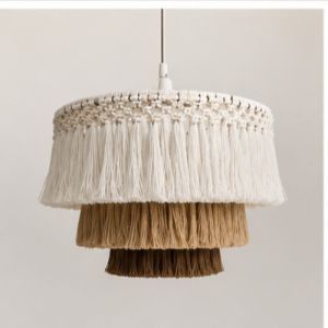 Handcrafted Triple Layer Macrame Pendant Lamp