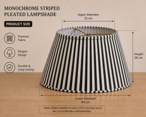 Monochrome Striped Pleated Lampshade
