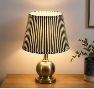 Monochrome Striped Pleated Lampshade