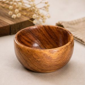 Rustic Glow Handcrafted Wooden Bowl