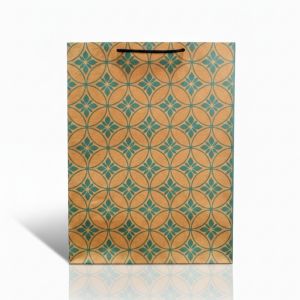 Floral Printed Paper Brown Kraft Bag