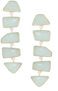 18k Gold Brass Hand Cut Natural Stone Dangle Earrings