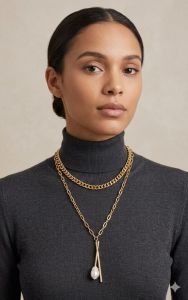 18K Golden Two Layer Gold Plated Brass Necklace Set