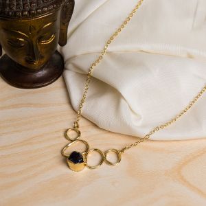Artisan Bezel Set Gemstone Station Necklace