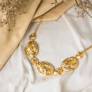 Artisan Hammered Gold Statement Necklace