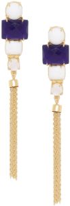 Blue and White Stone18k Gold Plated Dangle Earrings