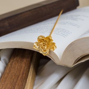 Brass Gold Plated Flower Bookmark