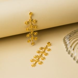 Celestial Starburst Multi-Tier Cascading Drop Earrings