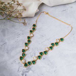 Dual Heart Green Cubic Zirconia Pendant Necklace