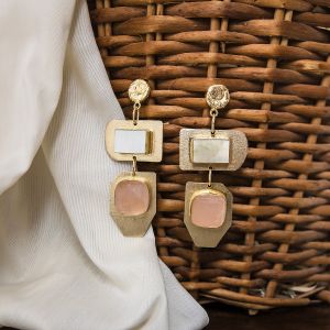 Geometric Handmade Brass Drop Earrings