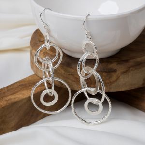 Layered Circular Link Dangle Earrings
