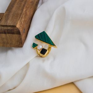 Malachite Pearl Statement Multi-Stone Ring