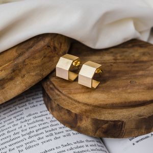 Minimalist Structured Gold Huggie Earrings