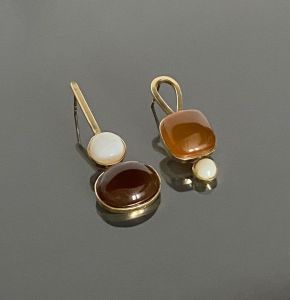 Natural Asymmetric Citrine Raw Stone Drop Earrings