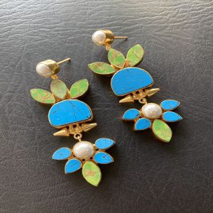 Ocean Hue Freshwater Pearl Dangle Earrings