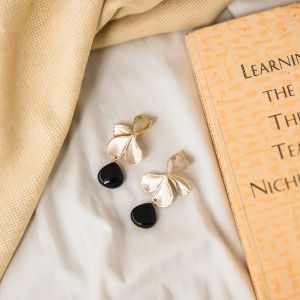 Party Black Onyx Gemstone Half Moon Studs Earrings