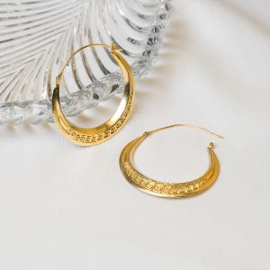 Textured Brass Hoop Earrings