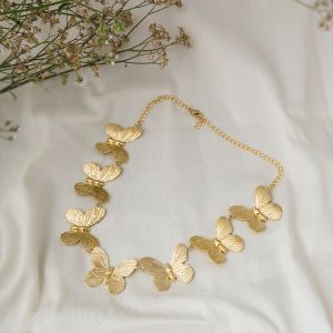 Textured Monarch Butterfly Statement Choker Necklace