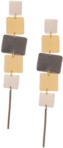 Tri-Tone Textured Metal Statement Drop Earrings