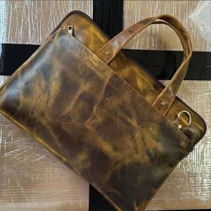 Dual Tone Leather Laptop Bag