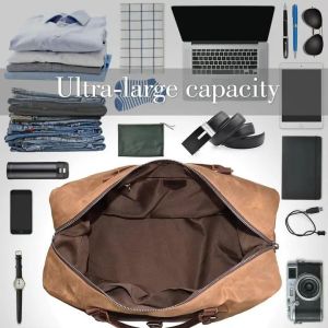 Handmade Beige Leather Travel Duffle Bag